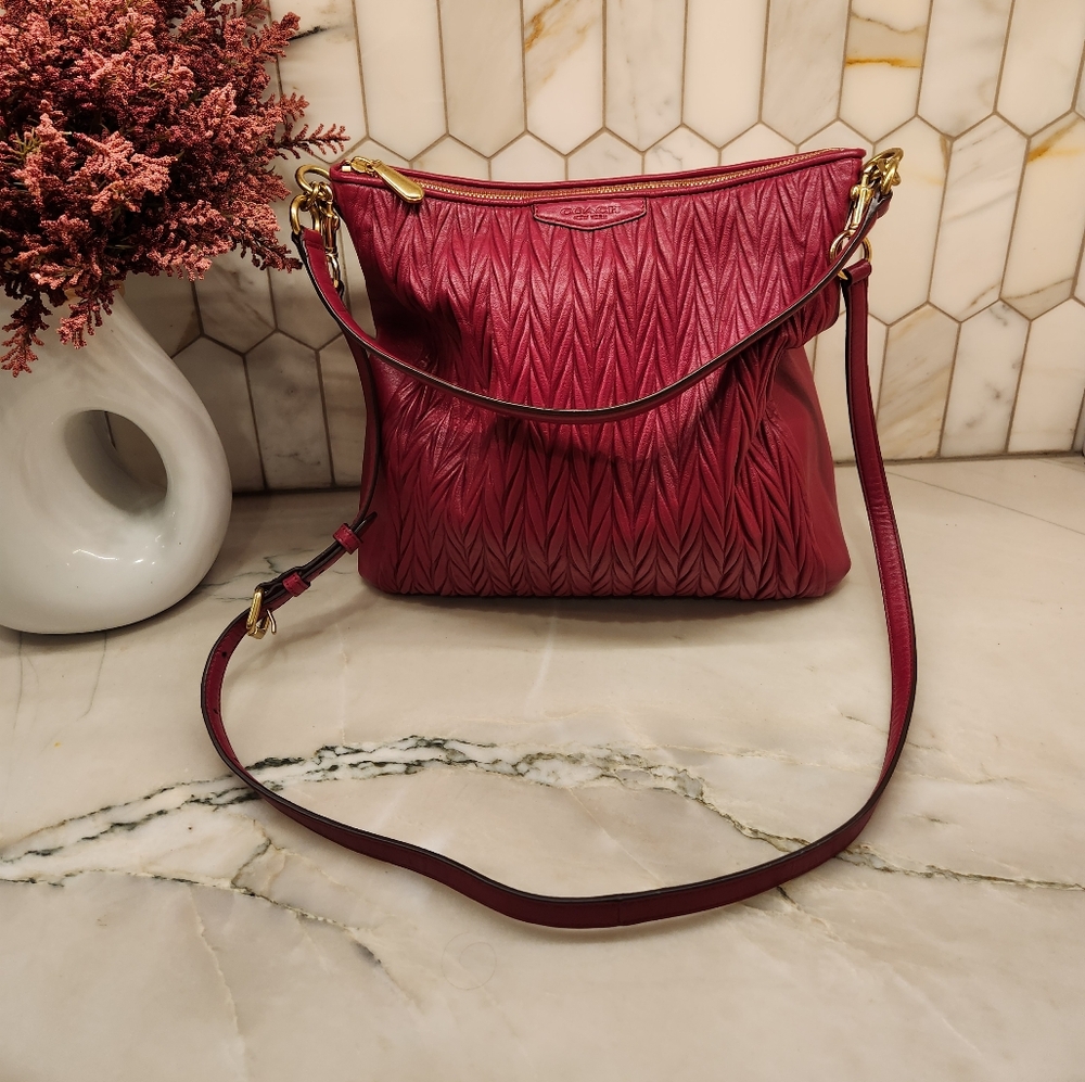 Coach Brick Red Madison Phoebe Adjustable Leather Shoulder Bag